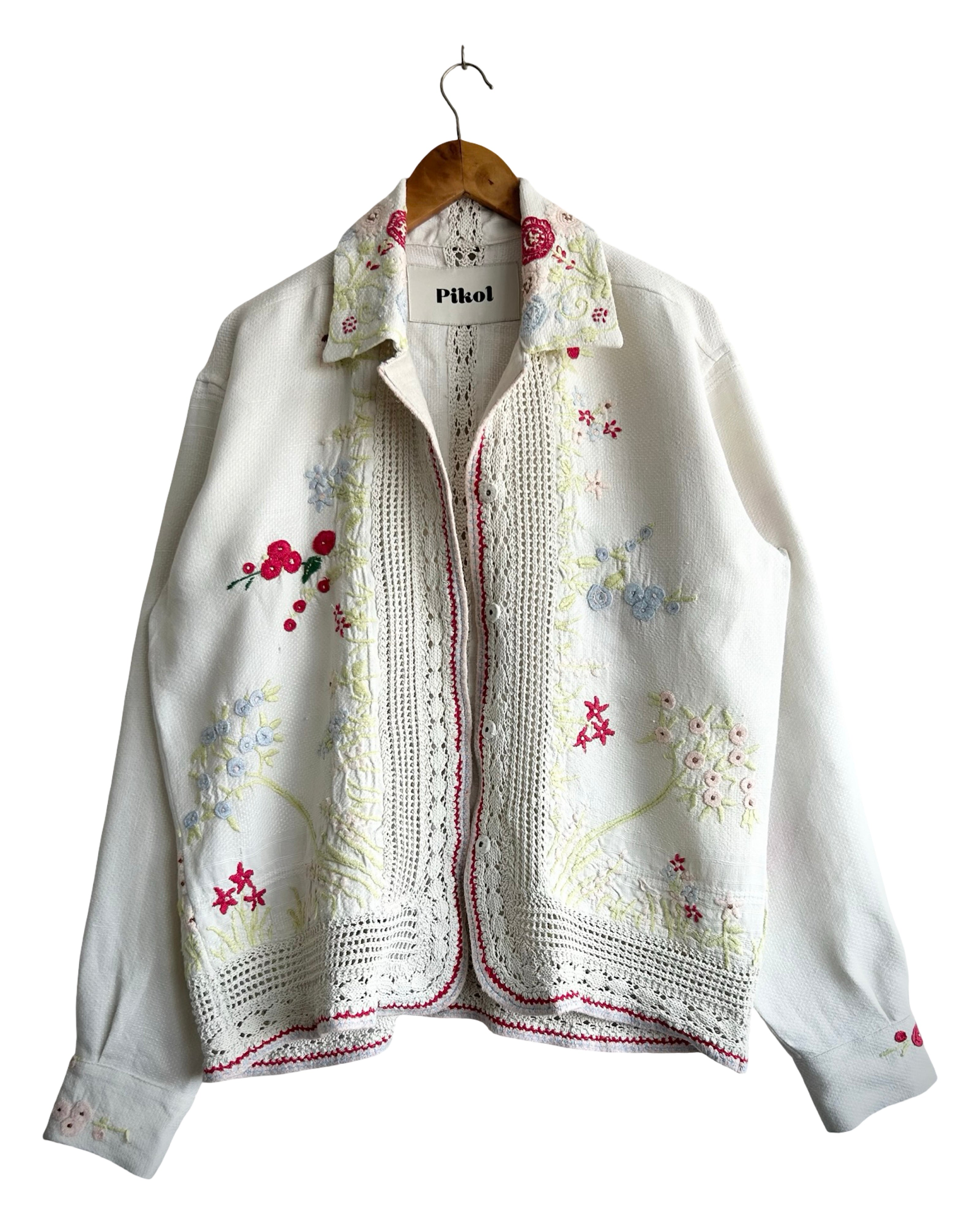 Hand Crocheted Floral Overshirt