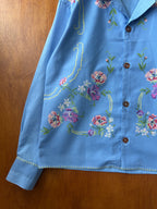 Blue Cross-stitched Floral