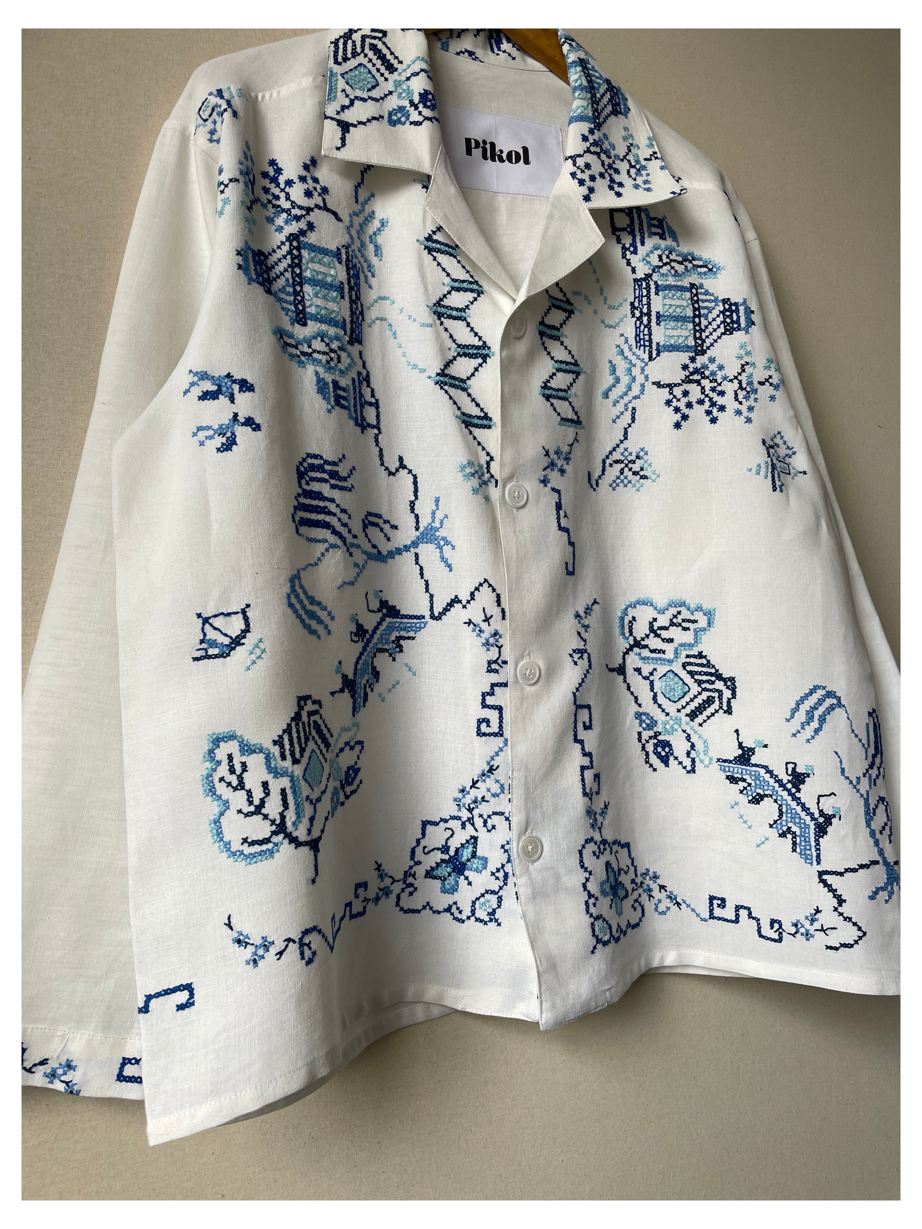 Cross Stitch Blue Willow