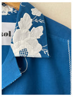Blue Appliquéd Flowers