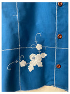 Blue Appliquéd Flowers