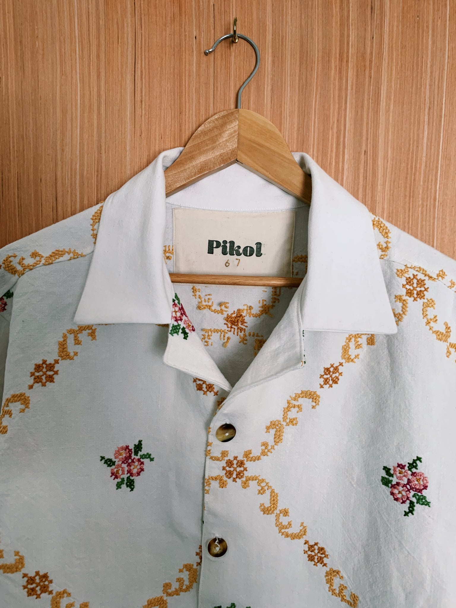 67. Floral Cross-Stitch Overshirt