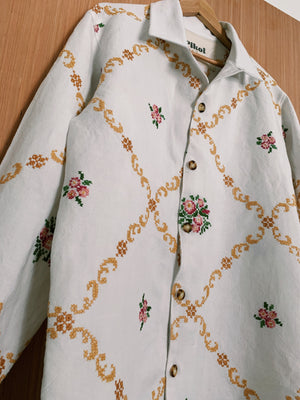 67. Floral Cross-Stitch Overshirt