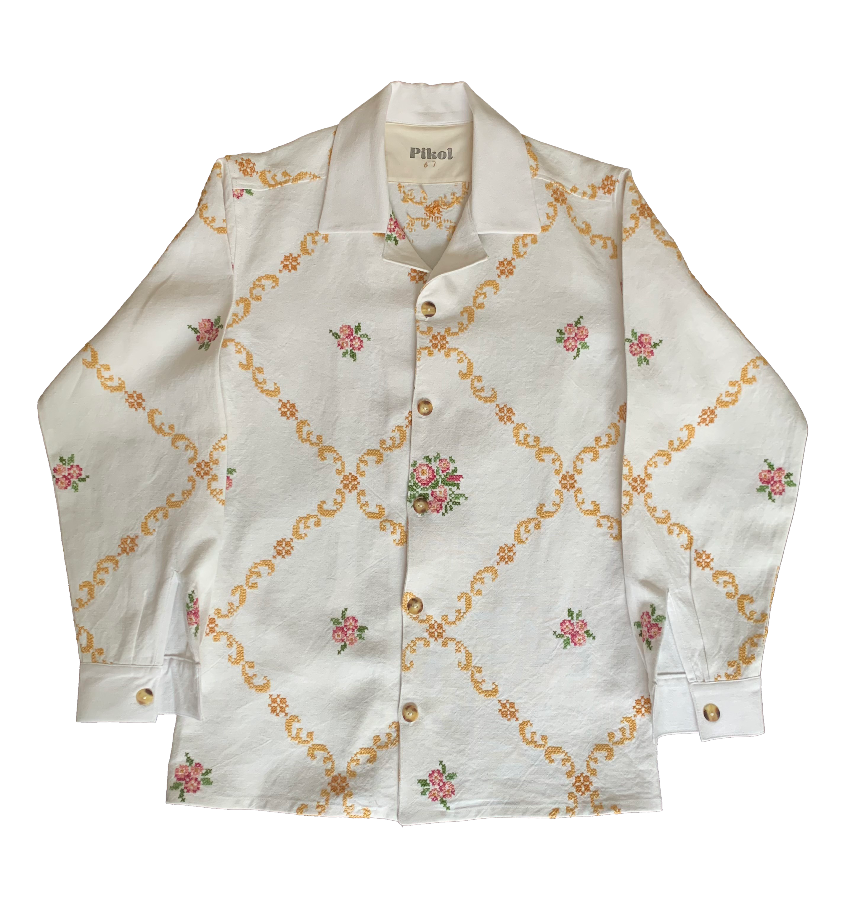 67. Floral Cross-Stitch Overshirt