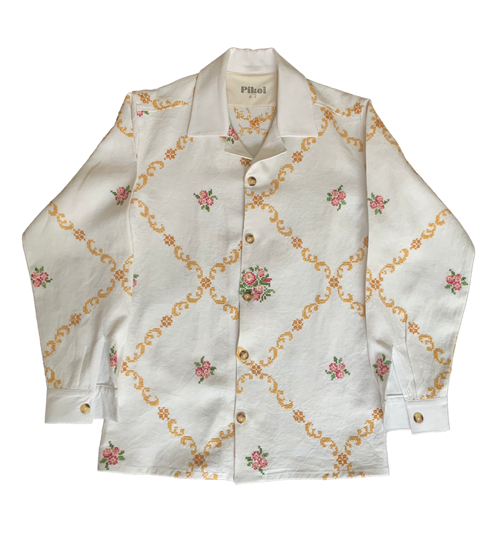 67. Floral Cross-Stitch Overshirt